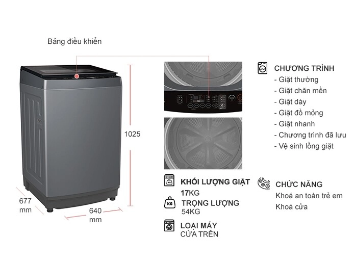 Máy giặt Toshiba Inverter 17 kg AW-DUN1800MV(SG)
