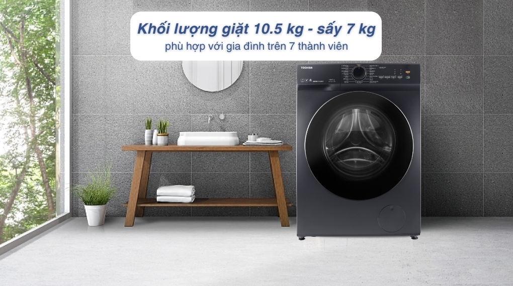 Máy giặt sấy Toshiba Inverter giặt 10.5 kg - sấy 7 kg TWD-T21BU115UWV(MG)