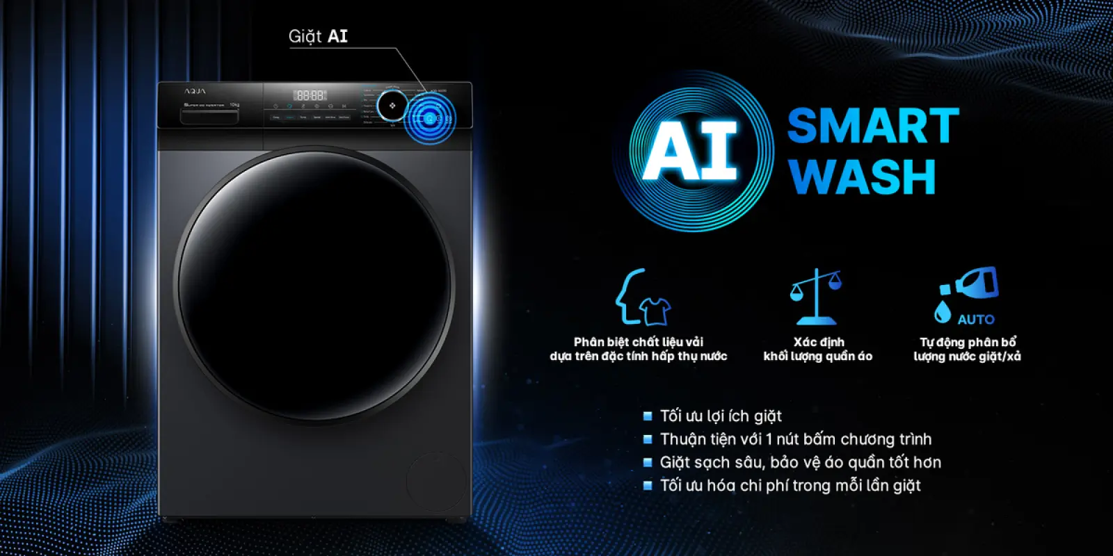 Máy giặt Aqua Inverter 10 kg AQD-D1003G.BK