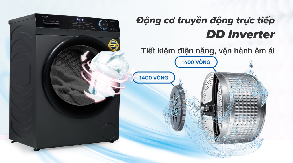 Máy giặt Aqua Inverter 11 kg AQD-D1102G.BK