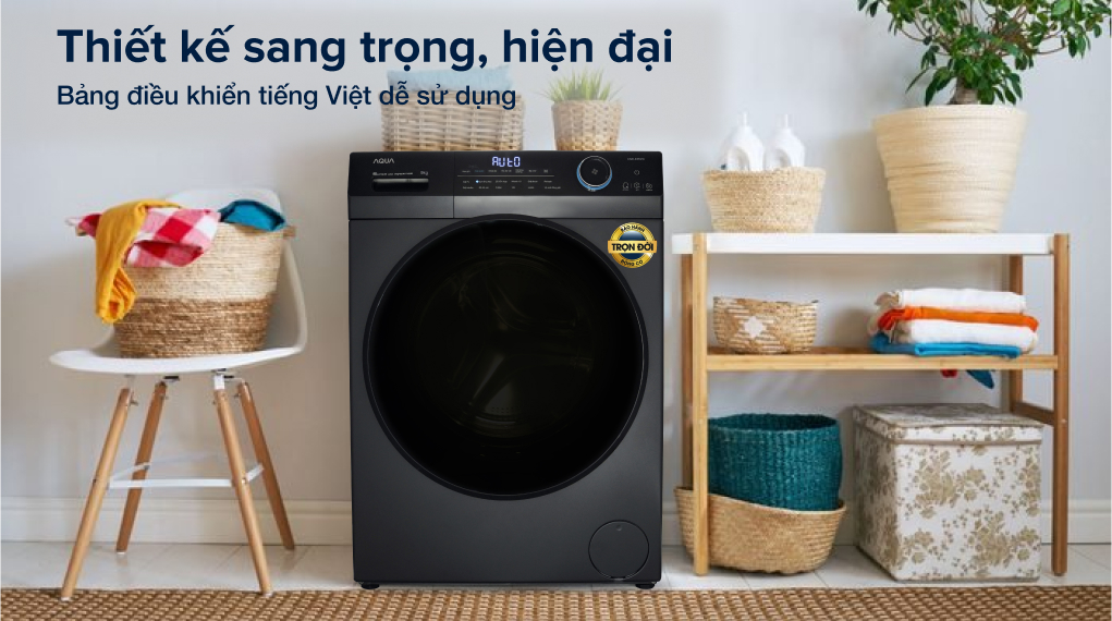 Máy giặt sấy Aqua Inverter 9 kg AQD-D902J.BK