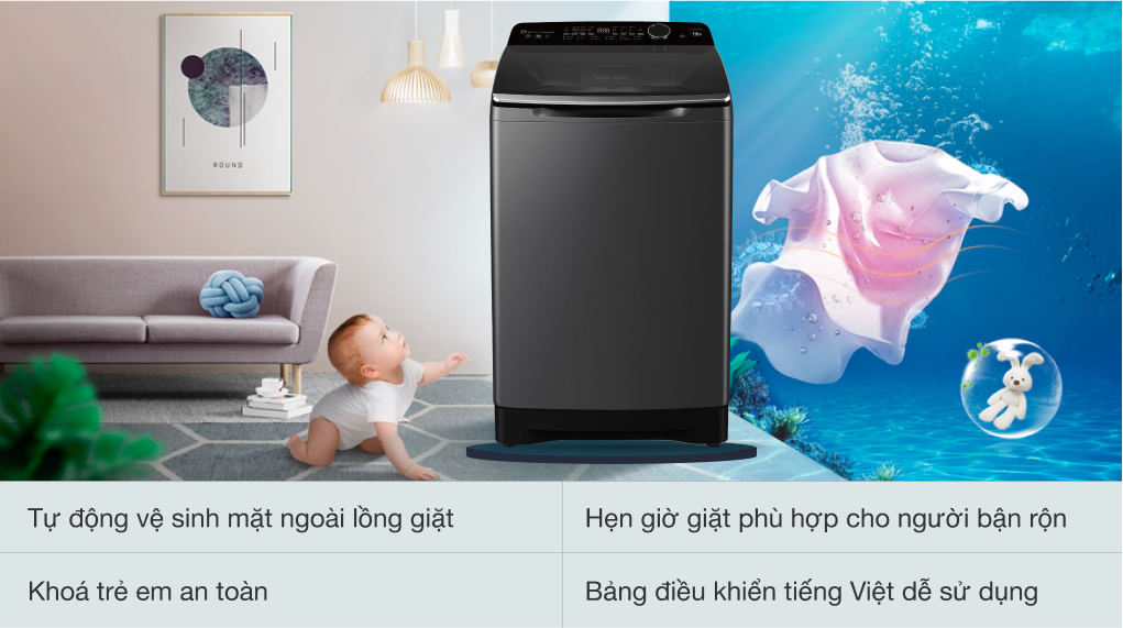 Máy giặt sấy Aqua Inverter 15 kg AQW-DR150UGT.PS