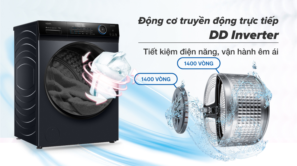 Máy giặt Aqua Inverter 10 kg AQD-DD1002G.BK