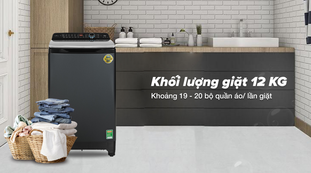 Máy giặt Aqua Inverter 12 kg AQW-DR120HT.BK