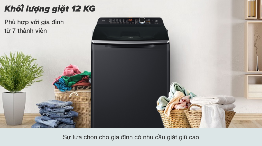 Máy giặt Aqua Inverter 12 kg AQW-FR120HT.BK