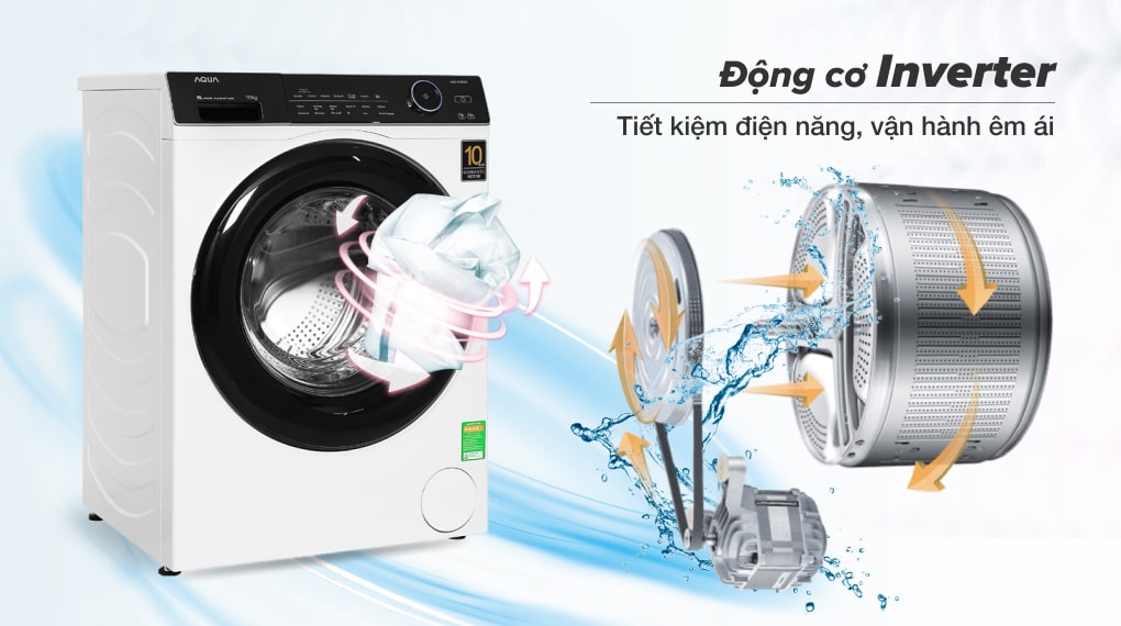 Máy giặt sấy Aqua Inverter 10 kg AQD-A1000G.W
