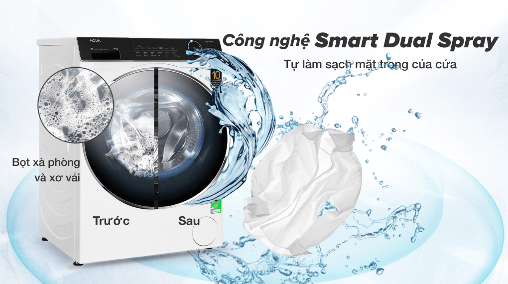 Máy giặt sấy Aqua Inverter 10 kg AQD-A1000G.W