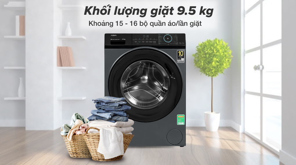 Máy giặt sấy Aqua Inverter 9.5 kg AQD-A952J.BK