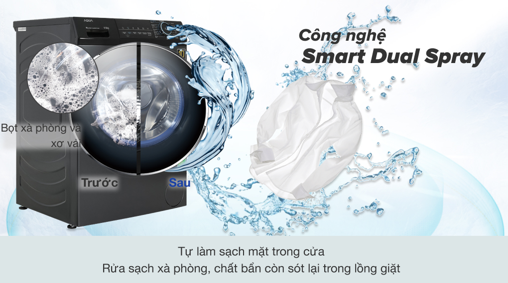 Máy giặt sấy Aqua Inverter 9.5 kg AQD-A952J.BK