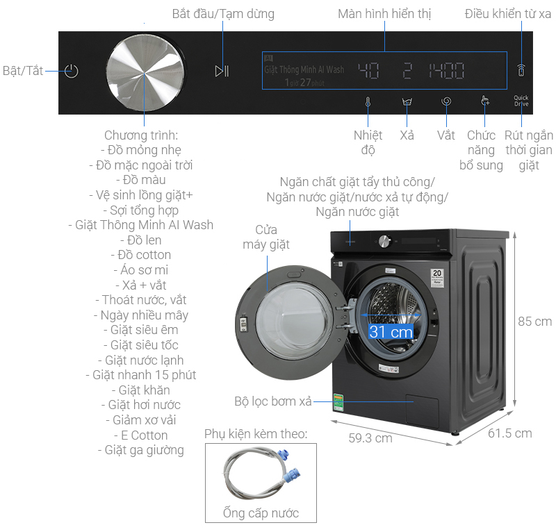 Máy giặt Samsung Inverter 12 kg WW12CB944DGBSV
