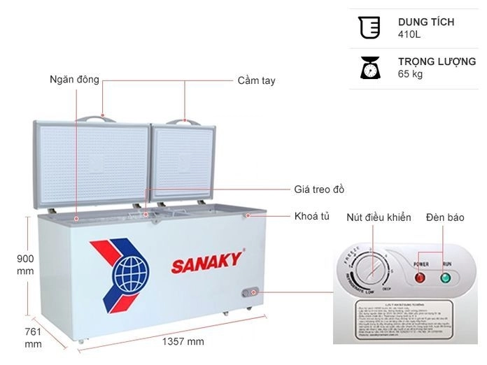 Tủ đông Sanaky 410 lít VH-568HY2