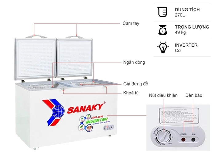 Tủ Đông Sanaky Inverter 305 Lít VH-4099A3