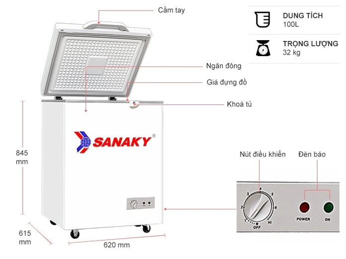 Tủ Đông Sanaky 100 lít VH-1599HYKD