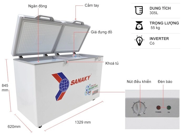 Tủ đông Sanaky Inverter 305 lít TD.VH4099A4K