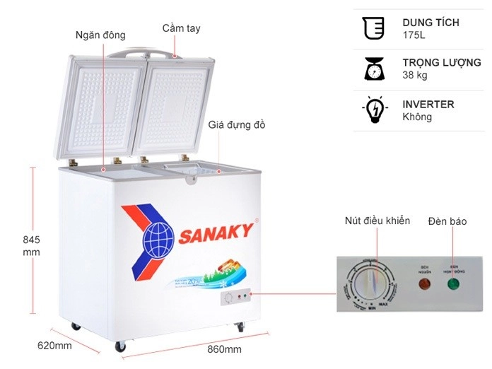 Tủ đông Sanaky 175 lít VH-2299A1