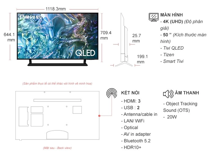 Smart Tivi QLED Samsung 4K 50 inch QA50Q60D