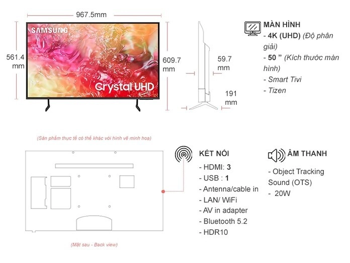 Smart Tivi Samsung 4K 43 inch 43DU7700 Crystal UHD