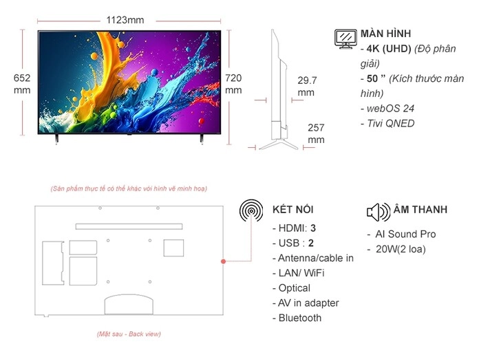 Smart Tivi QNED LG AI 4K 50 inch 50QNED80TSA