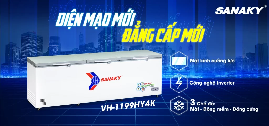 Tủ đông Sanaky Inverter 900 lít VH1199HY4K