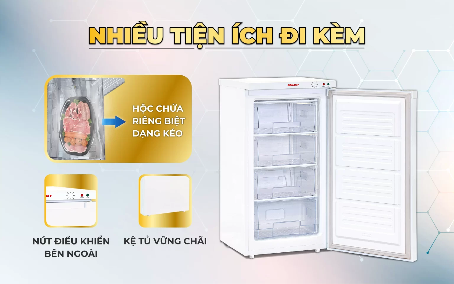 Tủ đông đứng Sanaky Inverter 118 lít VH-160VD3