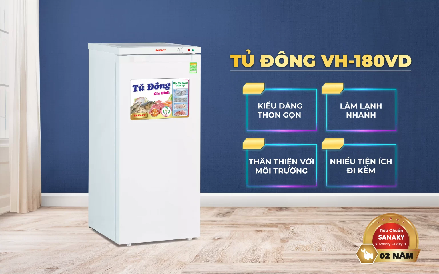Tủ đông Sanaky 150 lít TD.VH180VD