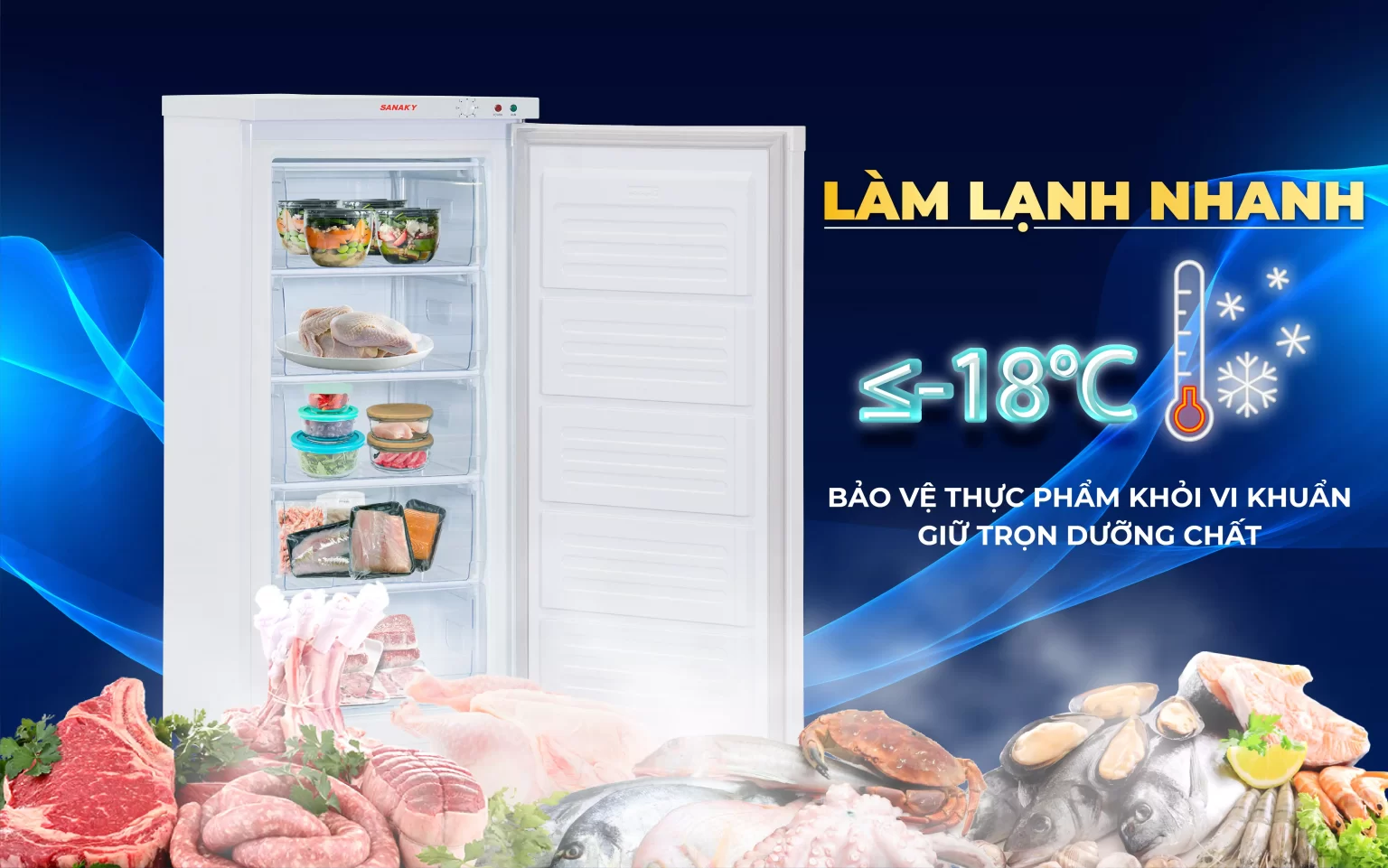 Tủ đông Sanaky 150 lít TD.VH180VD