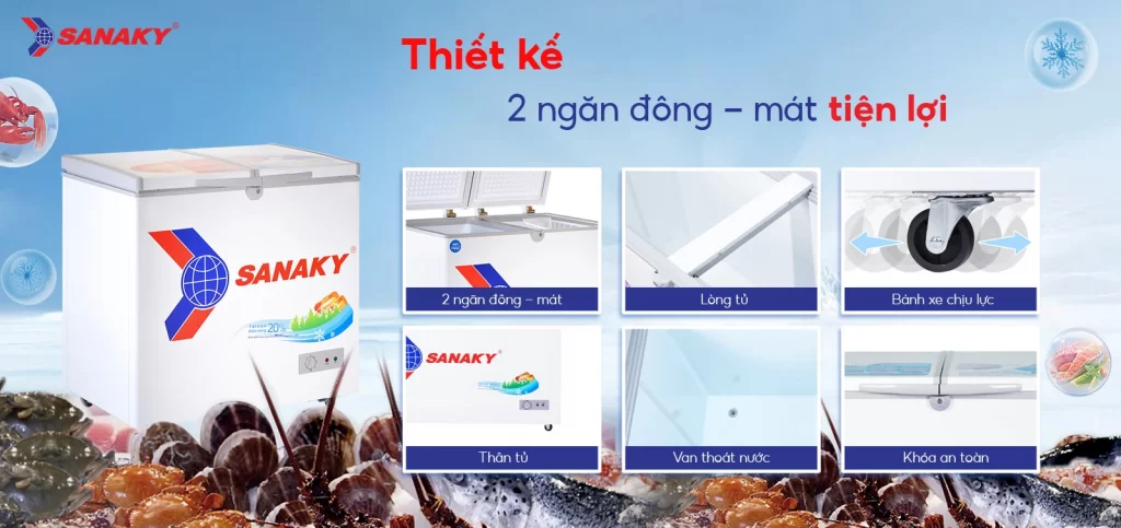 Tủ đông Sanaky 195 Lít TD.VH2599W1
