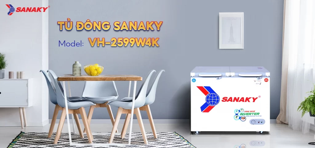 Tủ đông Sanaky Inverter 195 lít VH-2599W4K