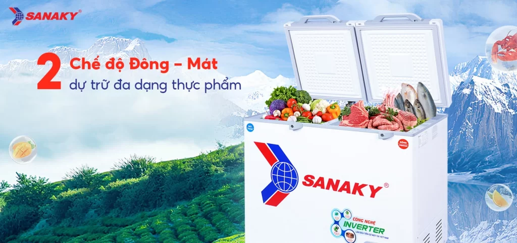 Tủ đông Sanaky Inverter 195 lít VH-2599W4K