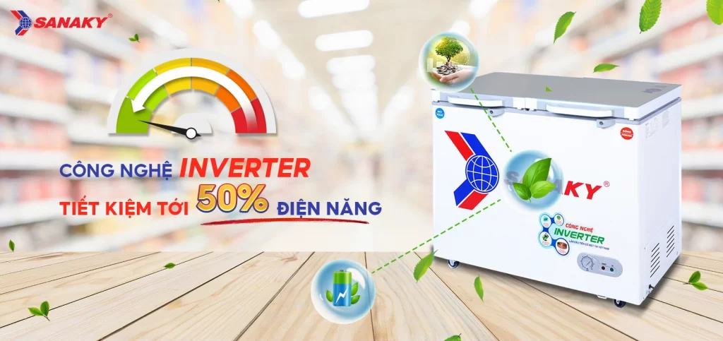 Tủ đông Sanaky Inverter 195 lít VH-2599W4K