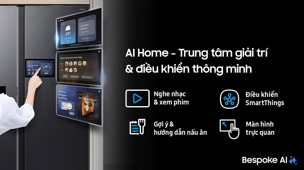 Tủ lạnh Samsung Inverter 615 lít Side By Side AI Home RS90F65D2FSV