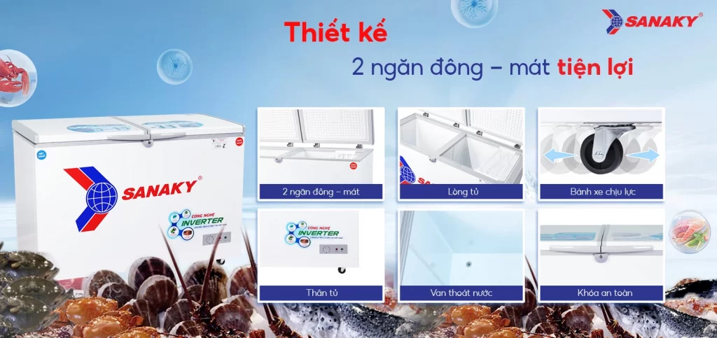 Tủ đông Sanaky Inverter 280 lít VH-4099W3