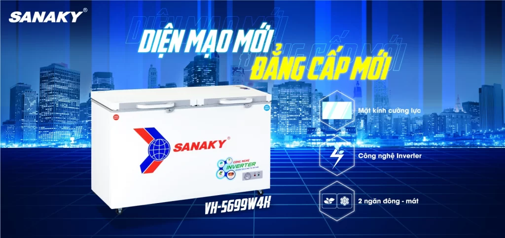 Tủ đông Sanaky Inverter 365 lít VH-5699W4K