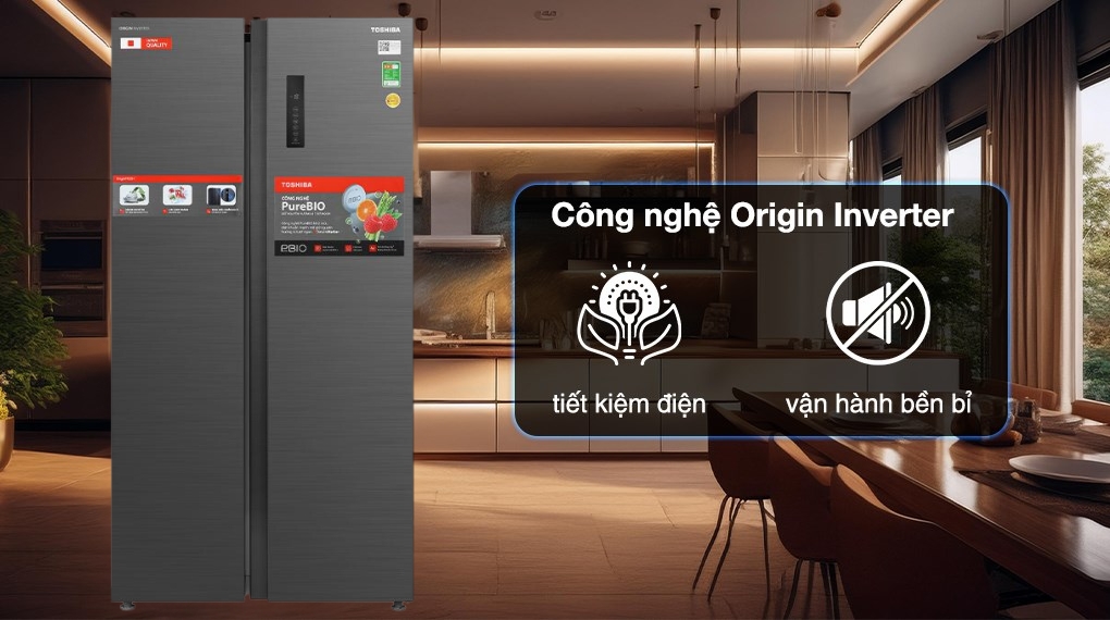 Tủ lạnh Toshiba Inverter 555 lít Side By Side GR-RS696WI-PMV(60)-AG