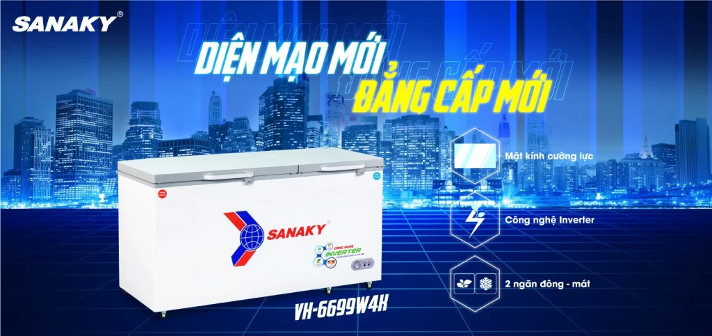 Tủ đông Sanaky Inverter 485 lít VH-6699W4K