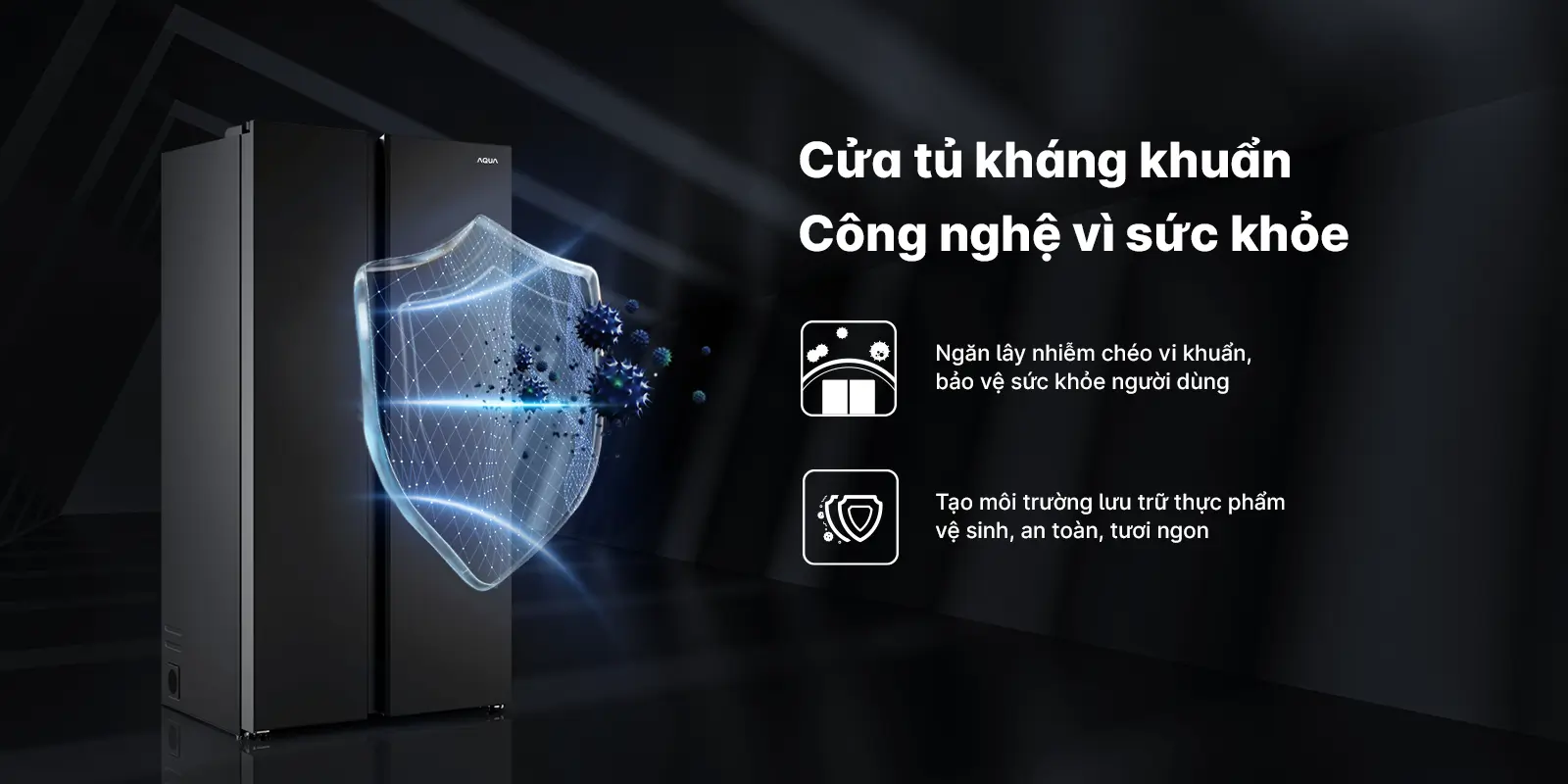 Tủ lạnh Aqua Inverter 646 lít Side By Side AQR-S682XA(BL)