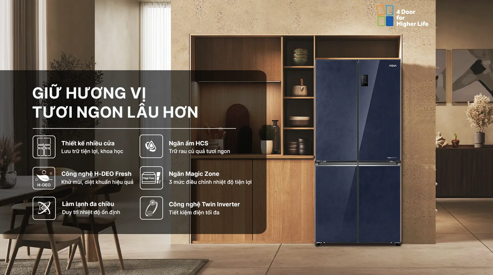Tủ lạnh Aqua Inverter 469 lít Multi Door AQR-M560XA(GL)