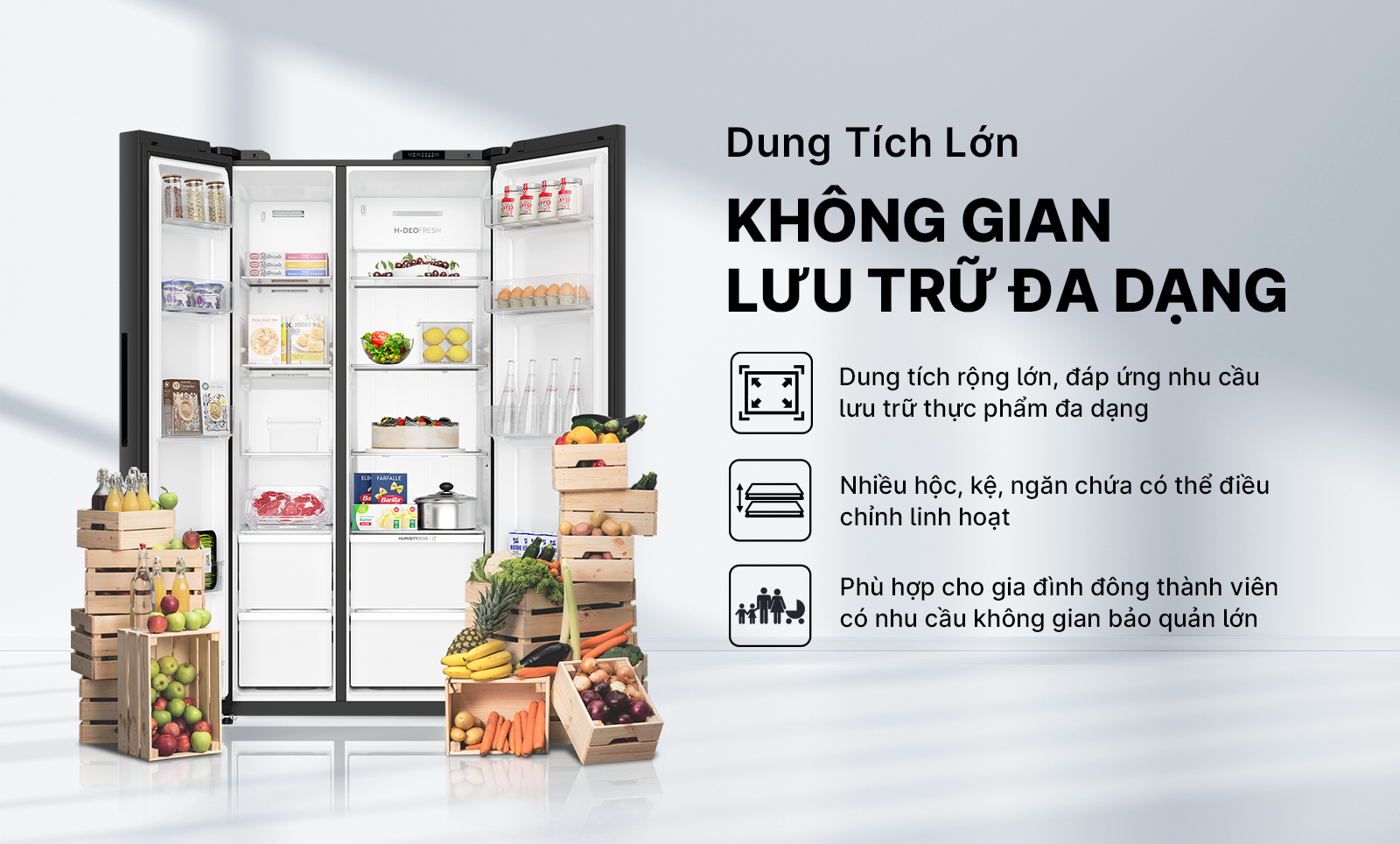 Tủ lạnh Aqua Inverter 569 lít Side By Side AQR-S633XA(WSL)