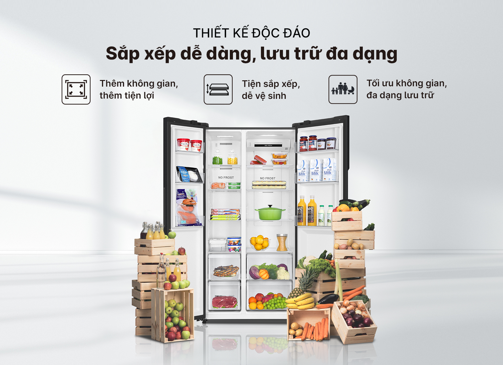 Tủ lạnh Aqua Inverter 550 lít Side By Side AQR-S612XA(CBC)