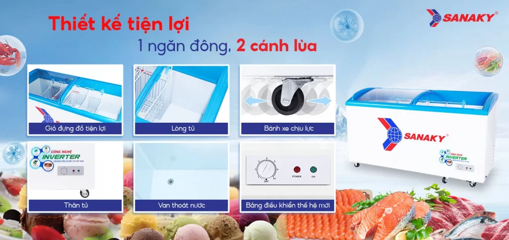 Tủ đông Sanaky Inverter 437L VH-6899K3