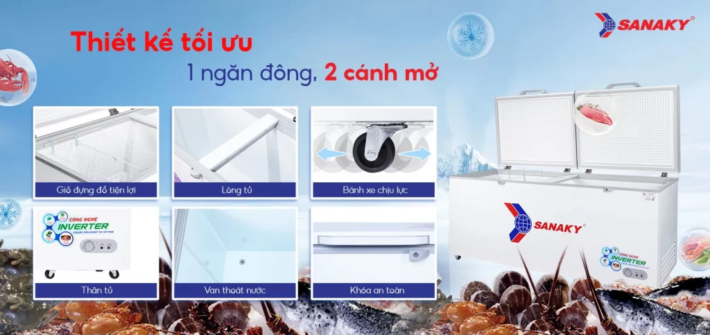 Tủ đông Sanaky Inverter 761 lít VH-8699HY