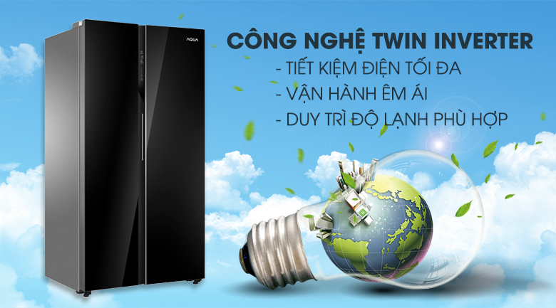 Tủ lạnh Aqua Inverter 602 lít Side By Side AQR-IG696FS GB