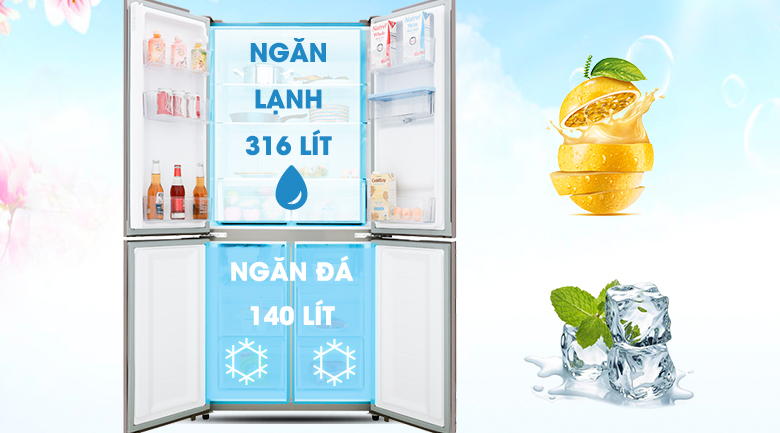 Tủ lạnh Aqua Inverter 456 lít Multi Door AQR-IGW525EM GB