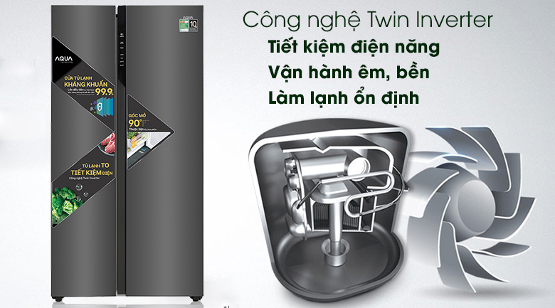 Tủ lạnh Aqua Inverter 541 lít Side By Side AQR-S541XA(BL)