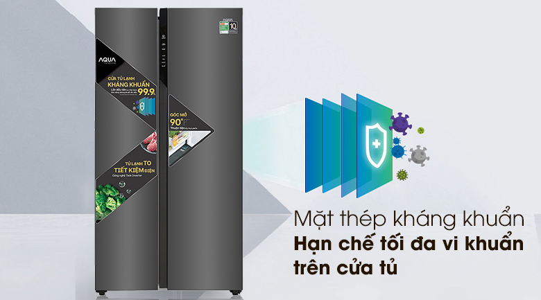 Tủ lạnh Aqua Inverter 541 lít Side By Side AQR-S541XA(BL)