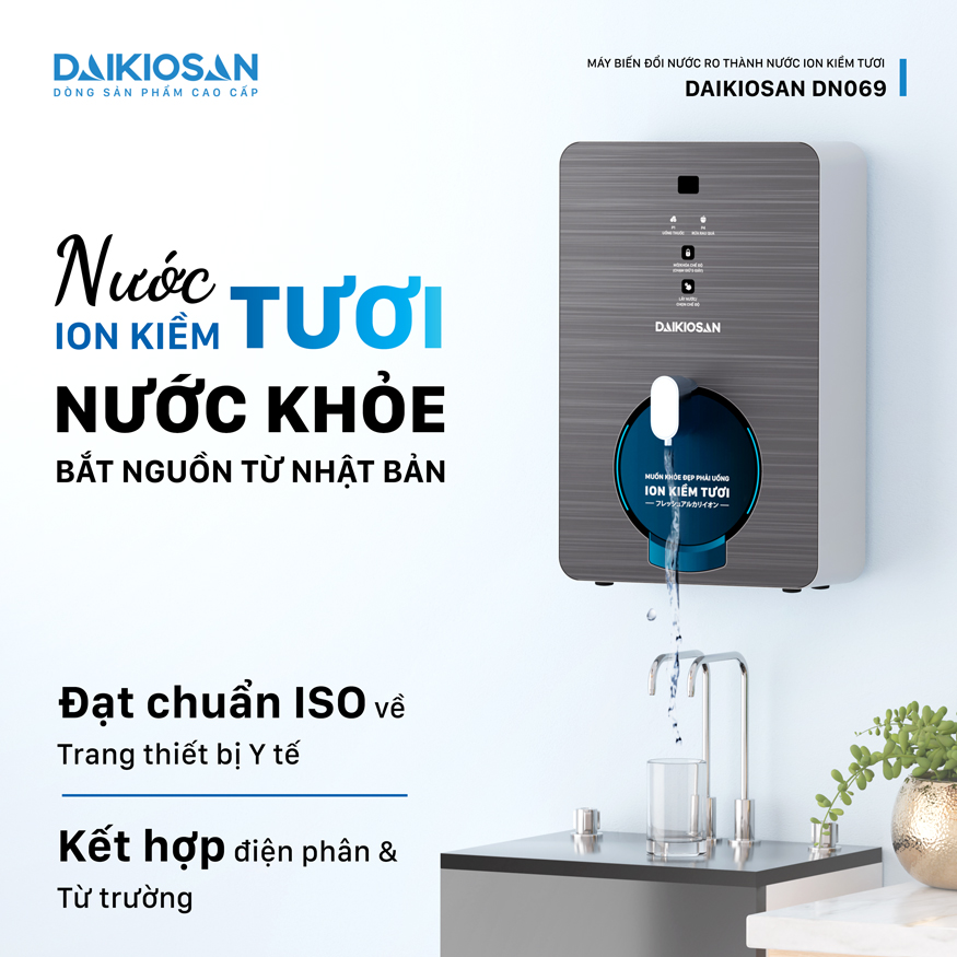 Máy biến đổi nước RO thành nước Ion kiềm tươi - từ trường Daikiosan DN069