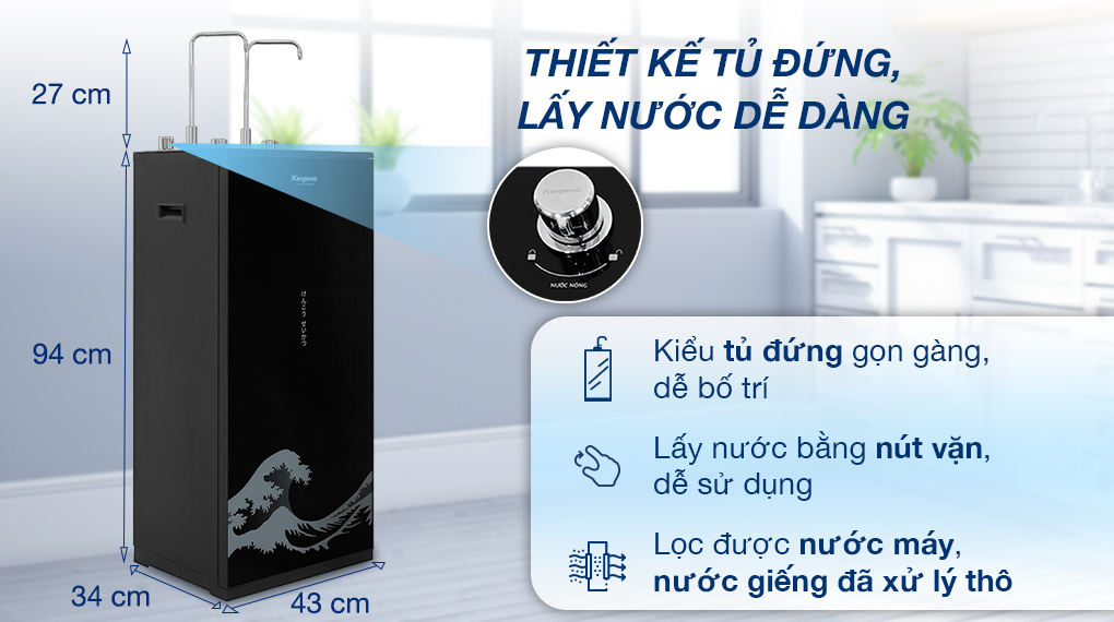 Máy lọc nước RO nóng lạnh Kangaroo Hydrogen KG10A12 10 lõi