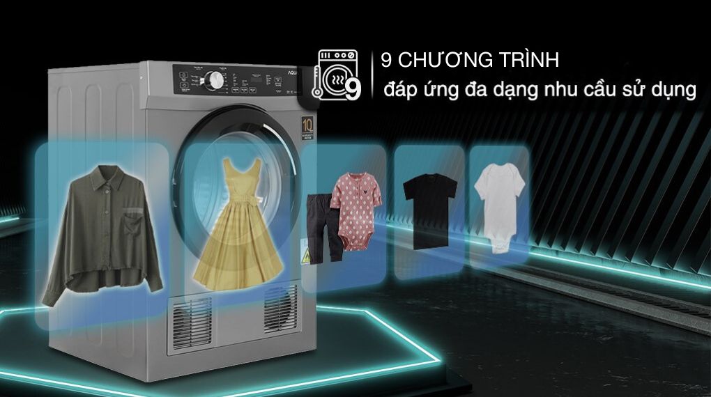 Máy sấy quần áo Aqua 8 kg AQH-V800H.SS