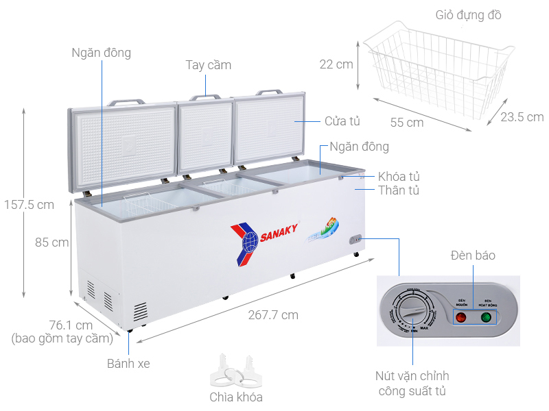 Tủ đông Sanaky Inverter 900 lít VH1199HY4K