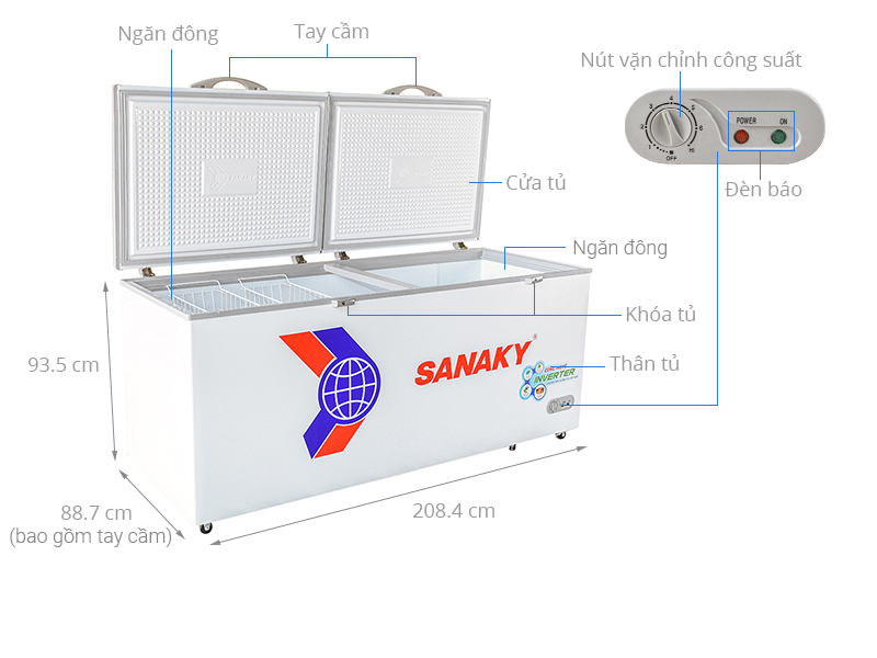 Tủ đông Sanaky Inverter 761 lít VH-8699HY